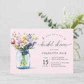 Rustic Blush Roze Bloemen Waterverf Vrijgezellenfe Kaart (Staand voorkant)