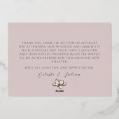 Rustic Blush Roze en Gouden Pauw Bedankt Card Folie Uitnodiging (Achterkant)