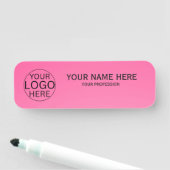 Rustic Blush Roze Maatwerk Logo Werknemer Naamplaatje (In situ)
