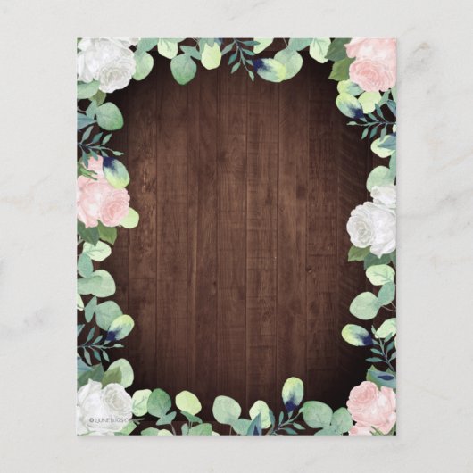 Rustic Blush Roze Roze Greenery Wedding Uitnodigin (Achterkant)