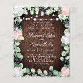 Rustic Blush Roze Roze Greenery Wedding Uitnodigin (Voorkant)