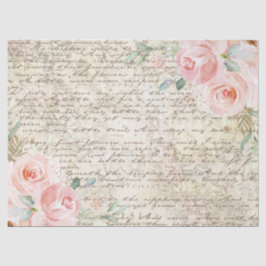  Rustic Blush Rozen Oude Letter-lospagina Tissuepapier