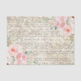  Rustic Blush Rozen Oude Letter-lospagina  Tissuepapier
