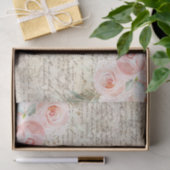  Rustic Blush Rozen Oude Letter-lospagina  Tissuepapier (Geschenk)