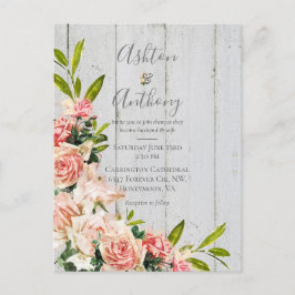 Rustic Blush Waterverf Floral Vintage Wedding Briefkaart