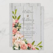 Rustic Blush Waterverf Floral Vintage Wedding Kaart (Voorkant / Achterkant)