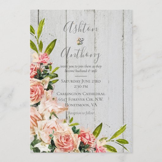 Rustic Blush Waterverf Floral Vintage Wedding Kaart (Voorkant)