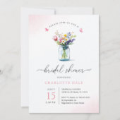 Rustic Blush Waterverf Floral Vrijgezellenfeest Kaart (Voorkant)