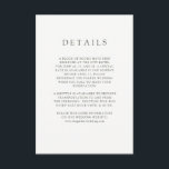 Rustic Blush | Wedding Guest Details Informatiekaartje<br><div class="desc">Deze elegante bruiloft gast details insert kaart is voorzien van een witte op de voorkant en blush roze op de achterkant. U kunt deze kaarten gebruiken om informatie op te nemen over uw huwelijksreceptie, routebeschrijving, accommodaties en alles wat u uw gasten moet weten. Deze kaart is gemaakt om perfect te...</div>