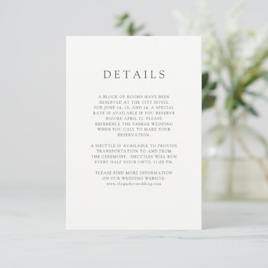 Rustic Blush | Wedding Guest Details Informatiekaartje (Staand voorkant)
