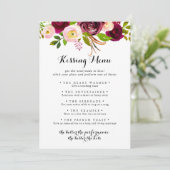 Rustic Blush Wedding Kissing Menu Game Kaart (Staand voorkant)
