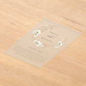 Rustic Blush White Meadow Floral Wreath Wedding Acryl Uitnodigingen (Laagn)