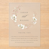 Rustic Blush White Meadow Floral Wreath Wedding Acryl Uitnodigingen (Voorkant)