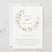Rustic Blush White Meadow Floral Wreath Wedding Bedankkaart (Voorkant)