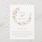 Rustic Blush White Meadow Floral Wreath Wedding Bedankkaart (Voorkant / Achterkant)