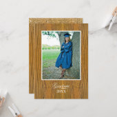 Rustic Board College Graduation Announcement Kaart (Voorkant / Achterkant in situ)