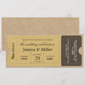  Rustic Boarding Pass Style Ticket Wedding Kaart (Voorkant / Achterkant)