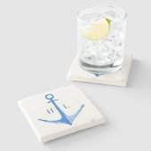 Rustic Boat Anchor Monogrammed Stenen Onderzetter (Zijkant)