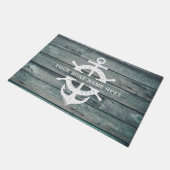 Rustic Boat Name Ship's Wheel Anchor Driftwood Deurmat (Schuin)