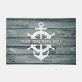 Rustic Boat Name Ship's Wheel Anchor Driftwood Deurmat (Voorkant)
