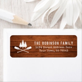 Rustic Boat Oars Trees Wood Print Return Address Etiket