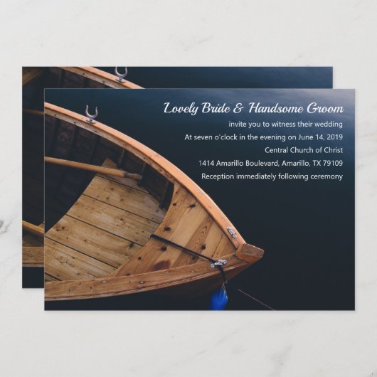 Rustic Boat Wedding Invitation Kaart (Voorkant / Achterkant)