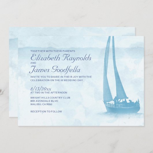 Rustic Boat Wedding Invitations Kaart (Voorkant / Achterkant)