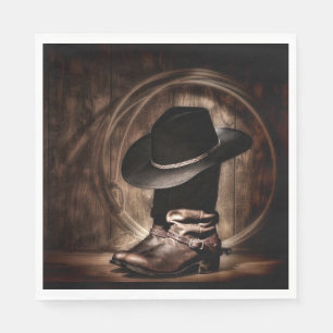 Rustic boerderij Cowboy Boots western verjaardagsf Servet