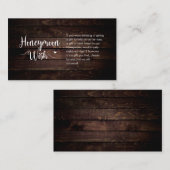 Rustic Boerderij Dark Wood, Honeymoon Wish Informatiekaartje (Voorkant / Achterkant)