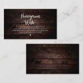 Rustic Boerderij Dark Wood, Honeymoon Wish Informatiekaartje (Voorkant / Achterkant)