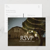 Rustic boerderij- en boomverlichtingsbruiloft RSVP Uitnodiging Briefkaart (Voorkant / Achterkant)