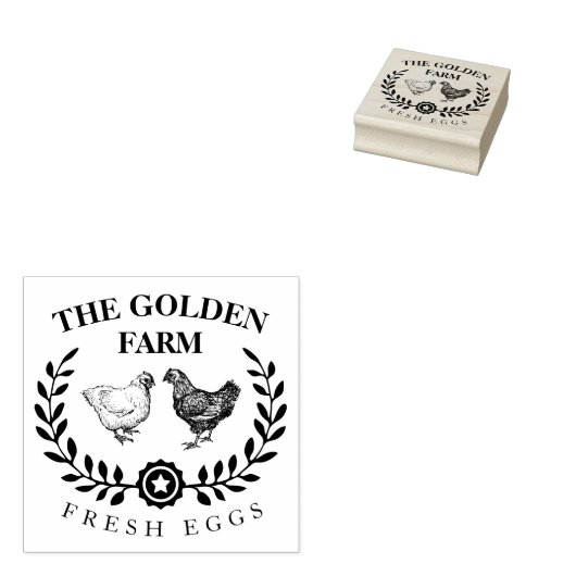 Rustic Boerderij Fresh Eggs Business Rubberstempel (Gestempeld)