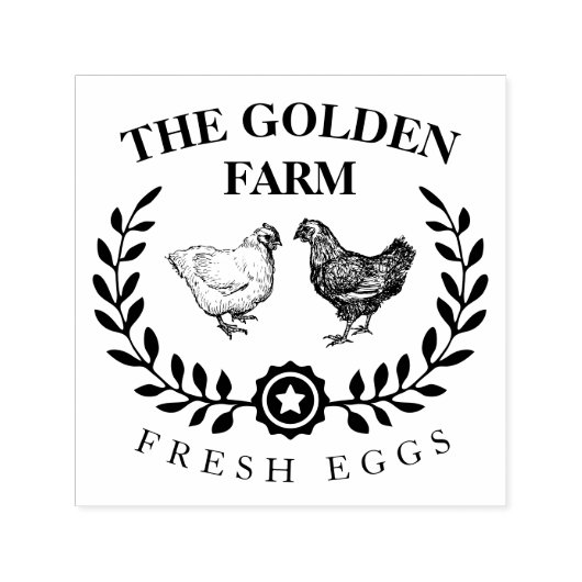 Rustic Boerderij Fresh Eggs Business Zelfinktende Stempel (Design)