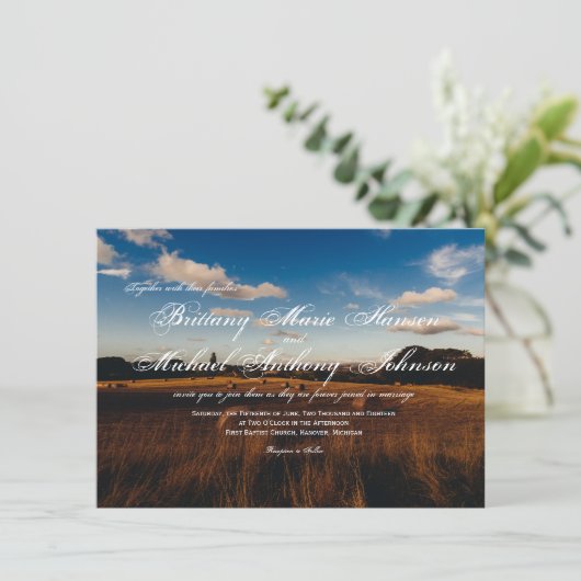 Rustic Boerderij Hay Bales country Wedding Invitat Kaart (Staand voorkant)