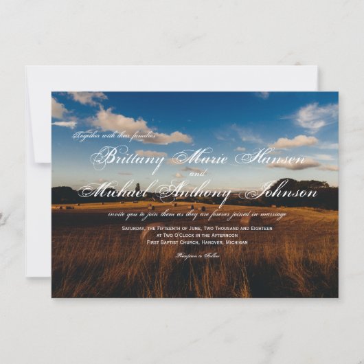 Rustic Boerderij Hay Bales country Wedding Invitat Kaart (Voorkant)