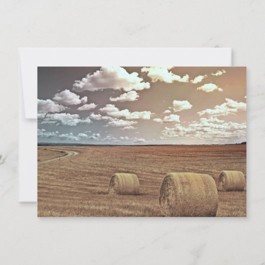 Rustic Boerderij Hay Field Wedding Invitations Kaart (Achterkant)