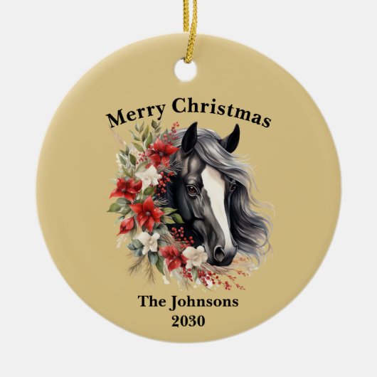 Rustic Boerderij Horse Christimas Foto Ornament (Voorkant)
