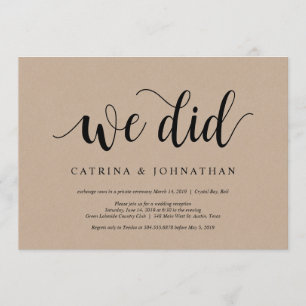 Rustic Boerderij Kraft, Black script, Wedding Elop Kaart