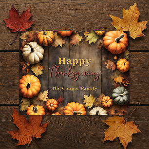 Rustic Boerderij Pompoen Familie Thanksgiving Briefkaart