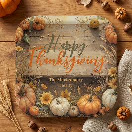 Rustic Boerderij Pompoen Thanksgiving Diner Papieren Bordje