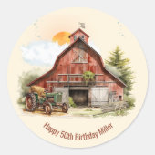 Rustic Boerderij Ranch 50e Verjaardag Ronde Sticker (Voorkant)
