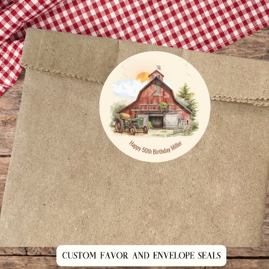 Rustic Boerderij Ranch 50e Verjaardag Ronde Sticker