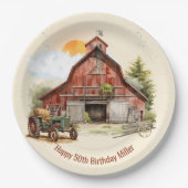Rustic Boerderij Ranch 50ste Verjaardag Papier Bor Papieren Bordje (Voorkant)
