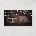 Rustic Boerderij String Lights, Wood, Honeymoon Wi Informatiekaartje<br><div class="desc">Dit is het Moderne Boerderij Rustic,  de Lichten van het Koord,  het ontwerp van het Hout,  het Witte manuscriptminimalisme,  typefacontdoopvont,  de Kaart van de Insluiting van de Weddenschap. U kunt de doopvontkleuren veranderen,  en uw trouwdetails in de passende doopvont/het schrijven toevoegen. #TeeshaDerrick</div>