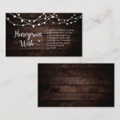 Rustic Boerderij String Lights, Wood, Honeymoon Wi Informatiekaartje (Voorkant / Achterkant)