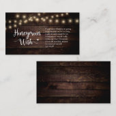 Rustic Boerderij String Lights, Wood, Honeymoon Wi Informatiekaartje (Voorkant / Achterkant)