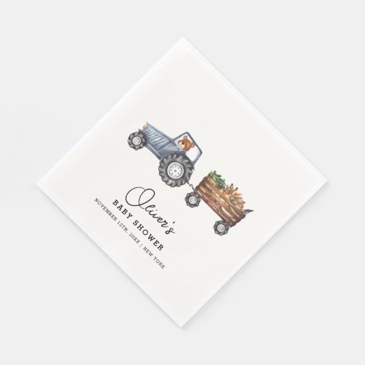 Rustic Boerderij Tractor Teddy Bear Baby shower Servet (Hoek)
