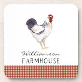 Rustic boerderij waterverf haan familienaam bier onderzetter (Voorkant)