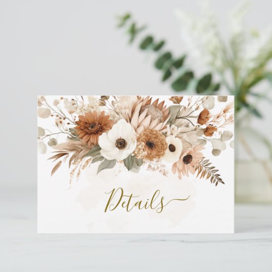Rustic Bohemian Autumn Floral Wedding | Informatiekaartje (Staand voorkant)