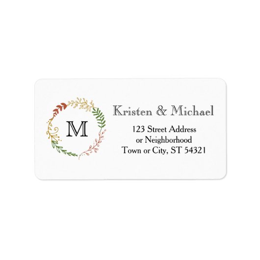 Rustic Bohemian Autumn Floral Wreath Wedding Etiket (Voorkant)